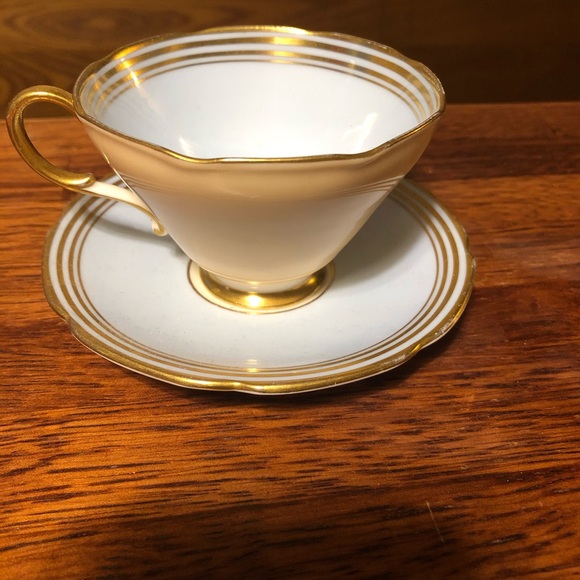 Pretty Paragon Peach and Blue Cup and Saucer